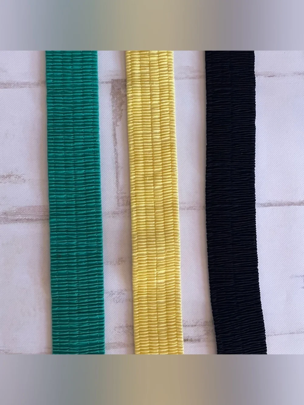 Vintage Elastic Stretch Belts Green, Yellow and Black